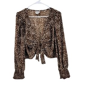 Arula Women's Printed Tie Front Crop Top Summer Beach- 1X